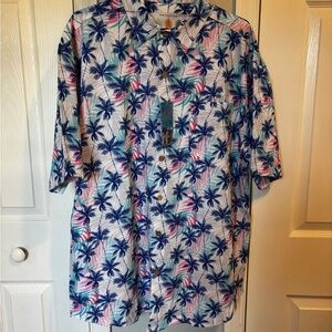 Tropical Bros. Palm Print Men's Shirt and Swimsuit Set NWT XL